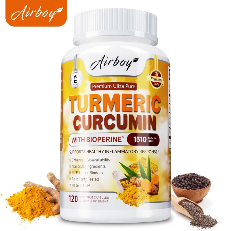 Turmeric Curcumin Capsule - كبسولات الكركم - تعزز الهضم والامتصاص،